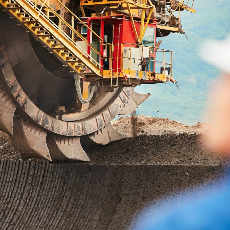 Coal mining in an open pit